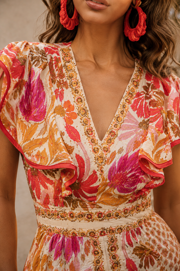 Neerius™ | Bohemian Floral Maxi Dress with Front Slit