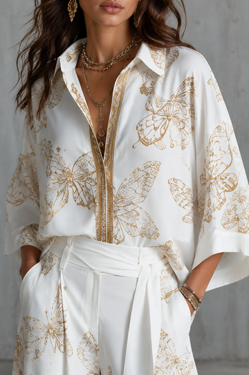 Butterfly Print Shirt & Pants Set