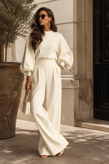 Neerius™ | Luxe Knit Top & Wide-Leg Trouser Set