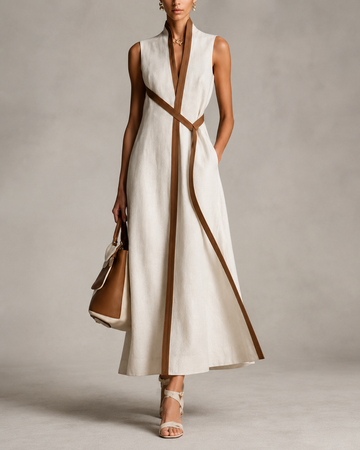 neerius™ | Sleeveless Linen Blend Maxi Dress