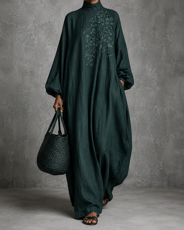 Neerius™ | Embroidered Linen-Blend Maxi Dress