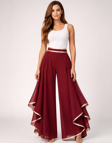 Women's Double-Layer Wide-Leg High-Waist Pants