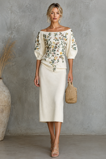 Women's Off-Shoulder Floral Midi Dress